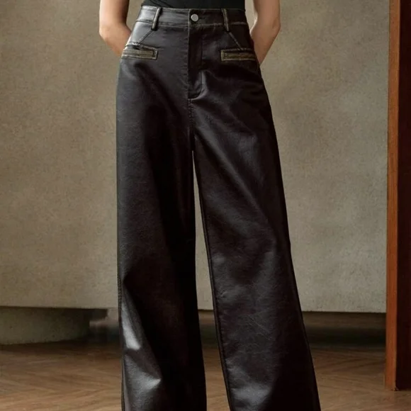 Anewsta Maillard Fashionable Vintage Washed-Out Women Long Pants US4 Chocolate - Picture 5 of 9